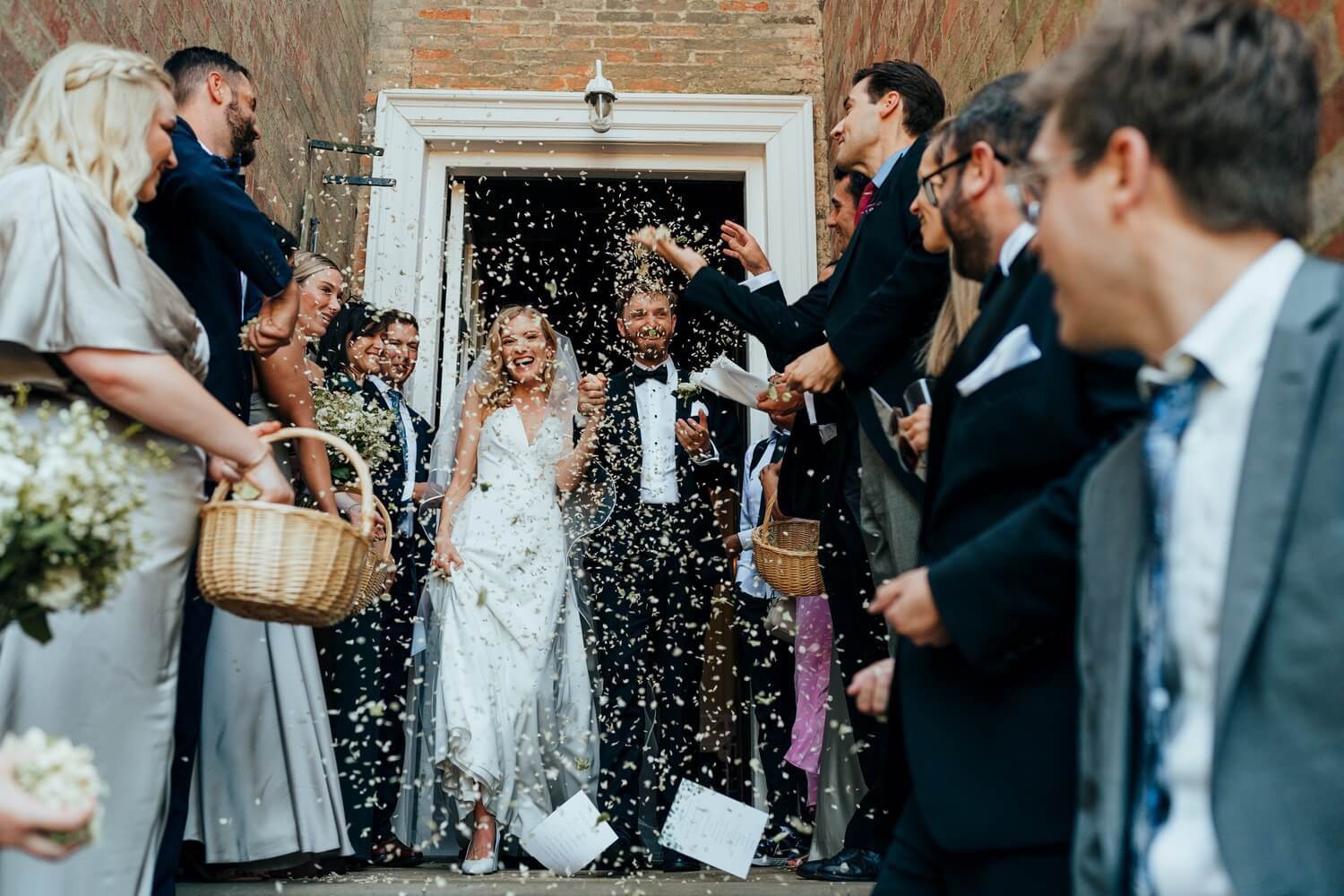 Confetti photo by Stanford Hall wedding photographer