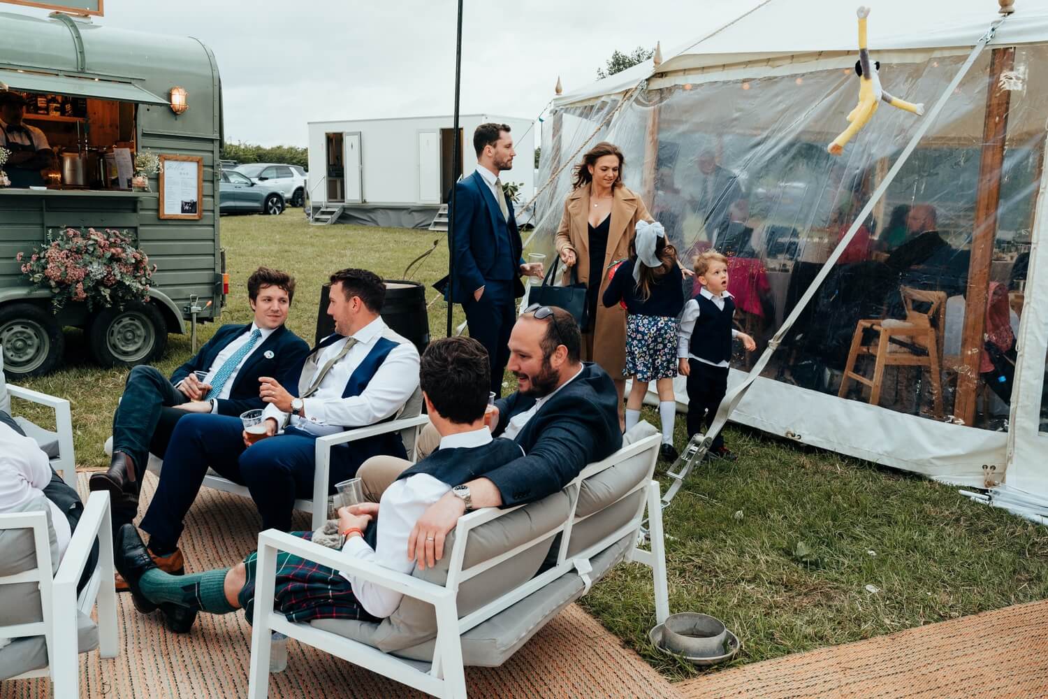 Monkey flying in the air by Marquee Wedding photographer Derbyshire