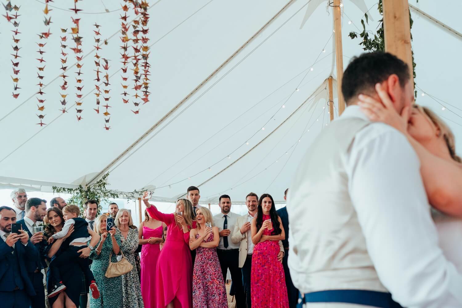 First dance under the marquee by Derbyshire wedding photographer