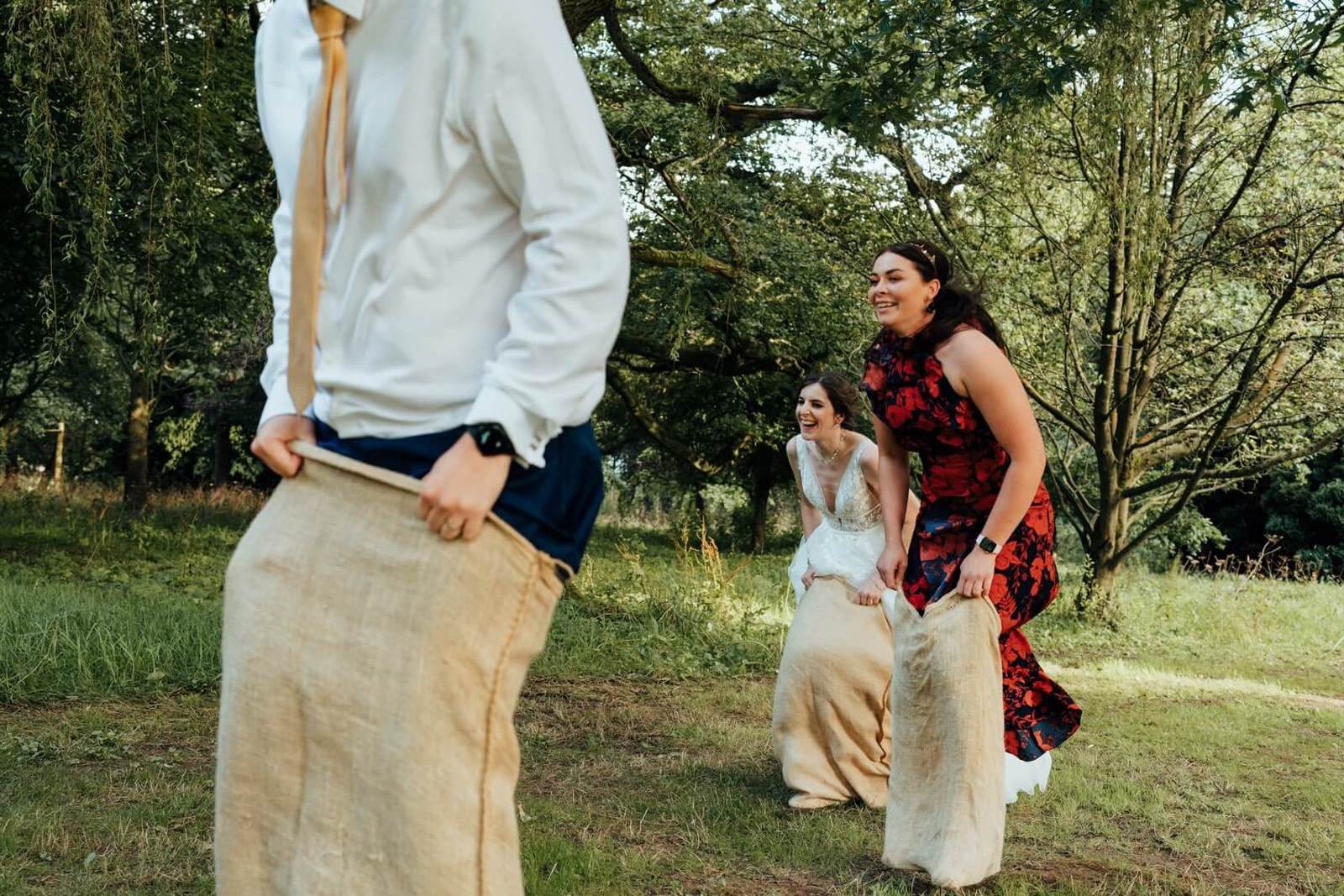 Guests enjoying wedding games during cocktail hour