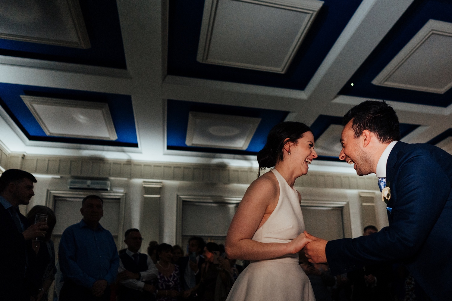 Bride on dancefloor at Hodsock Priory wedding