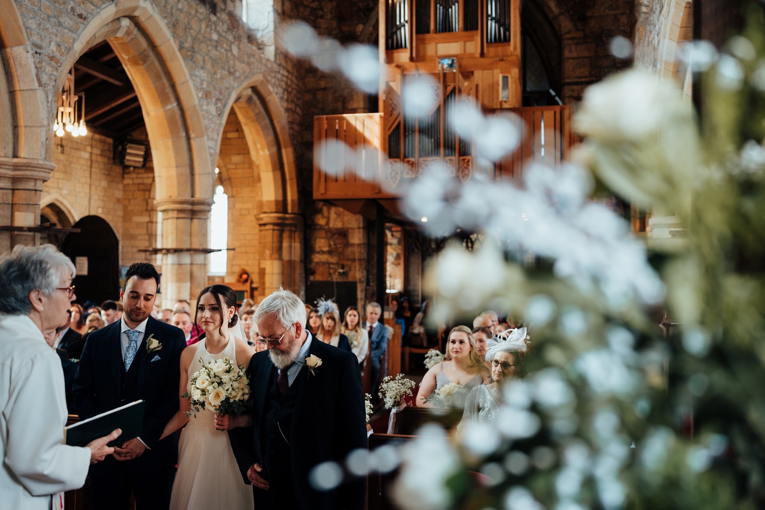 Church ceremony before Hodsock Priory wedding reception