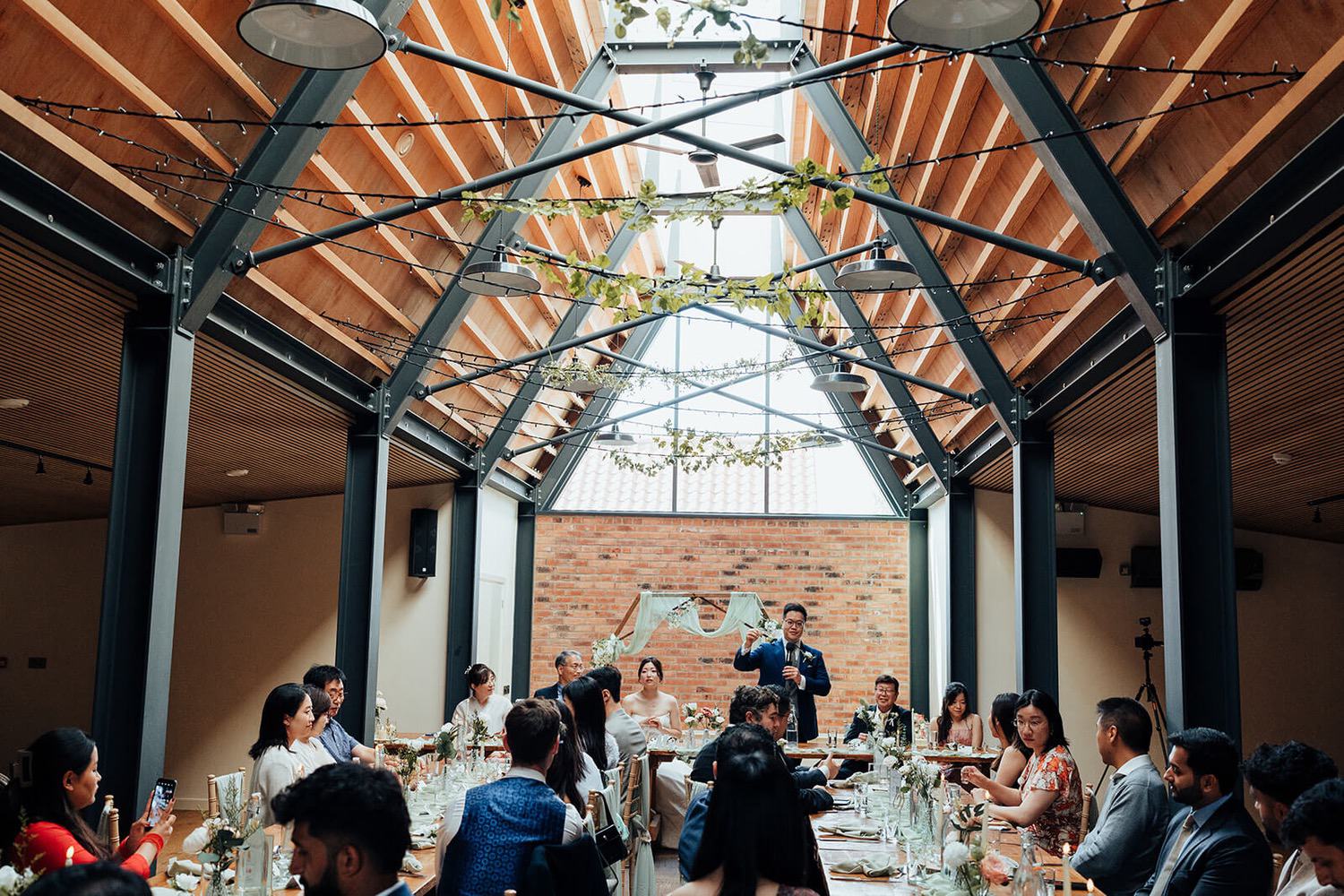 Groom giving a wedding speech at Pheasantry Brewery