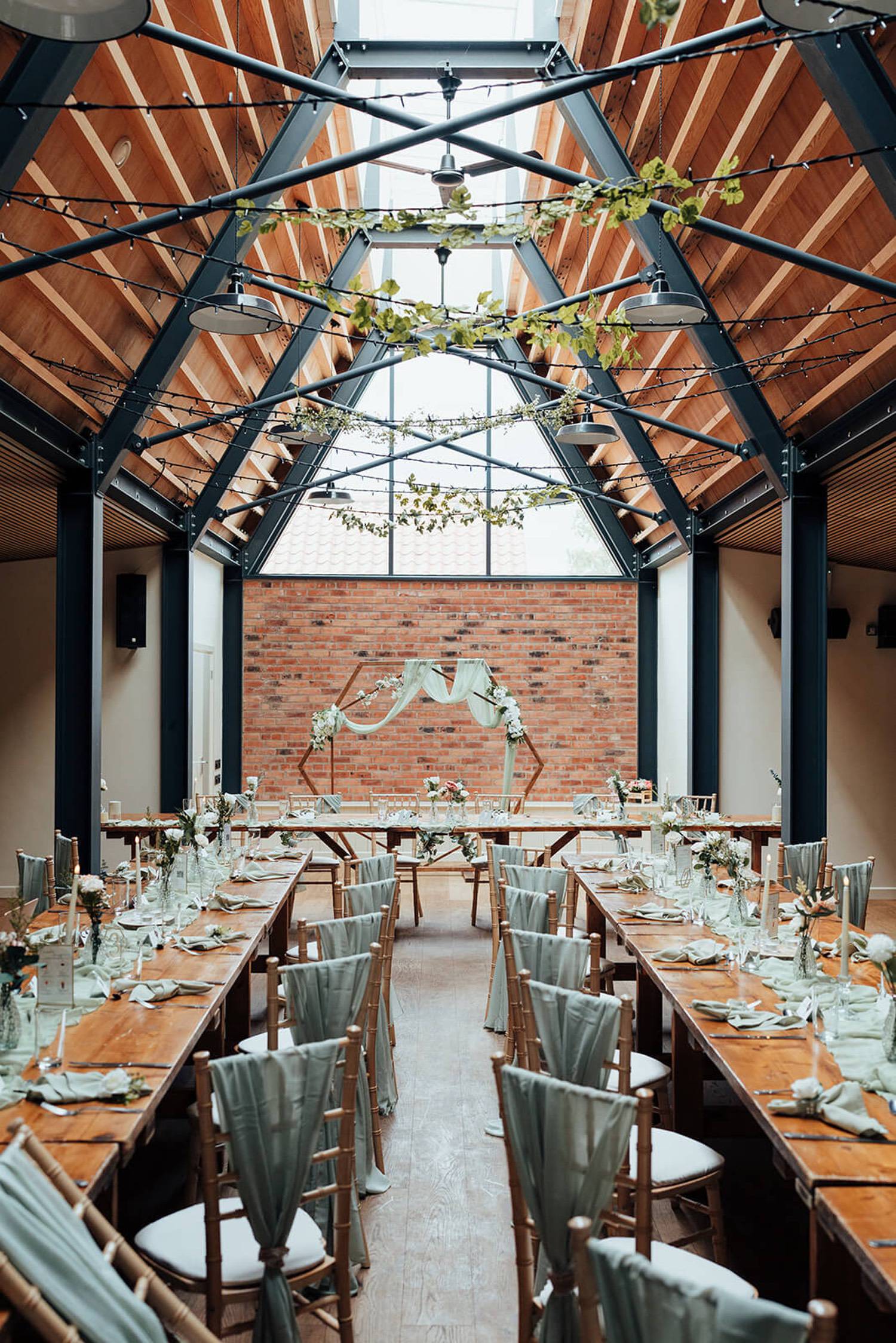 Wedding breakfast styling at Garden at Pheasantry Brewery